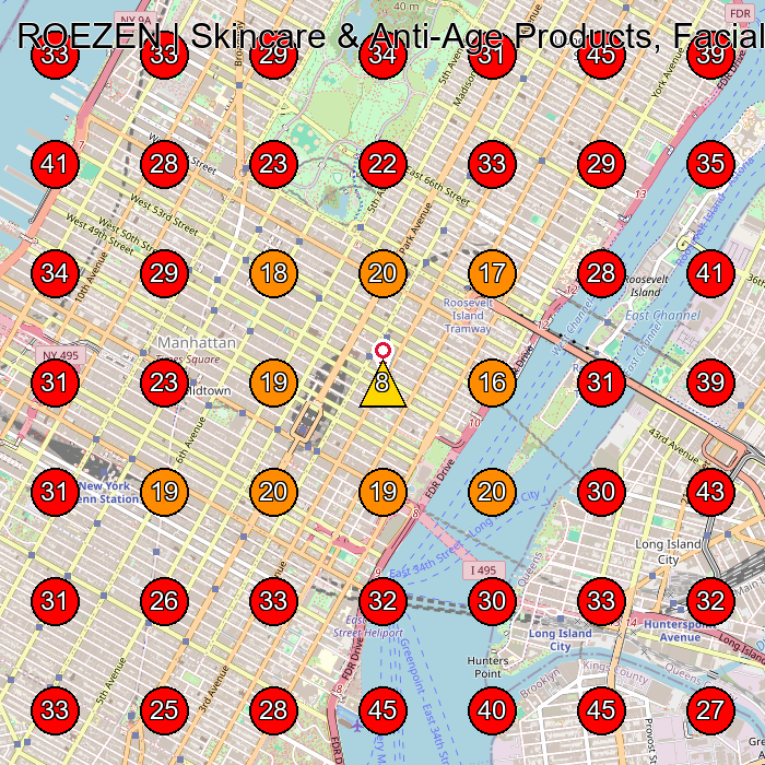 ROEZEN | Skincare & Anti-Age Products, Facial SPA in NYC & NATIONWIDE GeoGrid visibility map for Facial Spa in New York